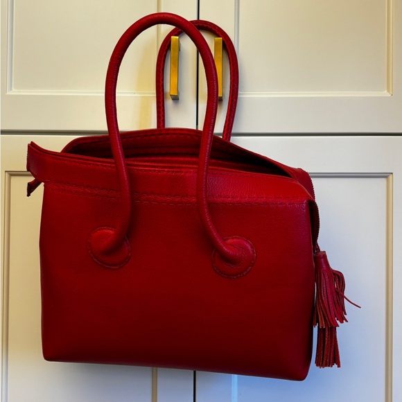 Custom, handmade red leather bag from Morocco - Picture 10 of 12